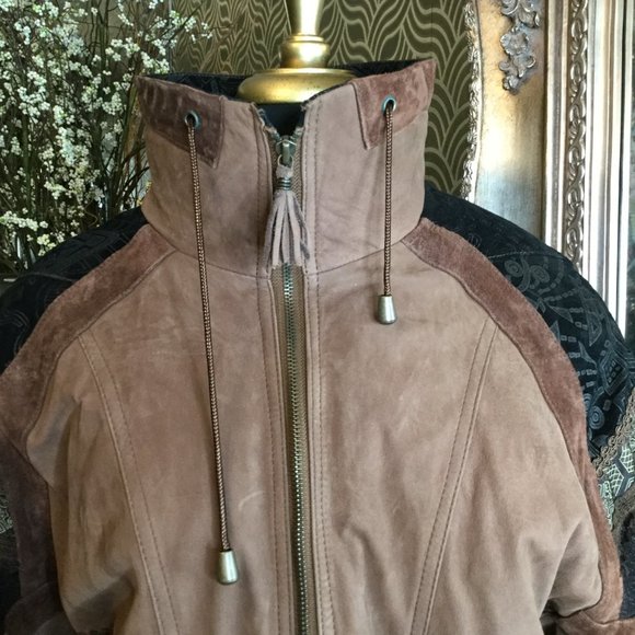 Vintage Winlit brown leather multi print bomber jacket - Picture 5 of 10